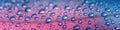 Drops On A Matte Pink And Blue Gradient Background Panoramic Banner. Generative AI