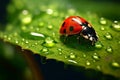 Drops of morning dew and ladybug on young 1690445640188 7 Royalty Free Stock Photo