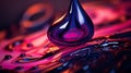 Drops oil different colors, splashes of water paint on dark background, macro. Oil refining industry, engine oil. 3d render Royalty Free Stock Photo