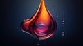 Drops oil different colors, splashes of water paint on dark background, macro. Oil refining industry, engine oil. 3d render