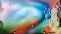 Drops of oil in water. Abstract rainbow background. Colored background of oil drops on the water surface Royalty Free Stock Photo