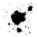 Drops of paint and stains, ink blots. Vector ink texture.