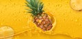 Drops. Pineapple juice. 3d vector