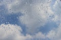 Drops of rain on glass