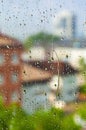 Drops of rain on glass