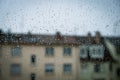 Drops of rain on a window glass, concept of rainy weather