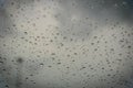 Drops of rain on a window pane. Shallow depth of field. Royalty Free Stock Photo