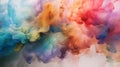 Drops of rainbow paint in water. Whirlpool of splashes, clouds and waves in motion. Colorful smoke cloud, underwater abstract Royalty Free Stock Photo