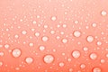 Drops of water on a color background. Red. Shallow depth of fiel