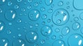 Drops of water on a light blue surface made in a realistic manner. The natural form Royalty Free Stock Photo