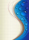 Drops of water on a sheet of paper. Vector illustration. Sketch