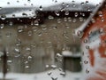 Drops of water on the transparent glass. Royalty Free Stock Photo