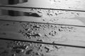 drops of water on a wooden surface photo. Royalty Free Stock Photo