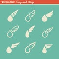 Drops and wings. Vector design elements Royalty Free Stock Photo
