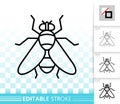 Drosophila fly bug simple black line vector icon Royalty Free Stock Photo