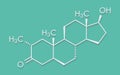 Drostanolone anabolic steroid molecule. Skeletal formula.