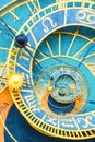 Droste effect background based on Prague astronomical clock. Abstract design for concepts related to astrology and fantasy