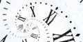 Droste effect background with infinite clock spiral. Abstract design for concepts related to time