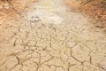 Drought cracked ground earth on top view. Crack soil surface texture. Background on hot arid climate weather. brown broken ground