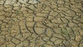 Drought cracked pond wetland, swamp very drying up the soil crust earth climate change, environmental disaster and earth cracks