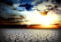 Drought cracks, a cold sunset, a dead planet,