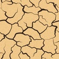 Drought desert texture. Brown background. Global warming. Cracked earth. Vector illustration Royalty Free Stock Photo