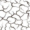 Drought desert texture. White background. Global warming. Cracked earth. Vector illustration Royalty Free Stock Photo