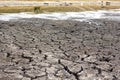 Dry cracked soil, dry lake shore Royalty Free Stock Photo