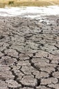 Dry cracked soil, dry lake shore Royalty Free Stock Photo