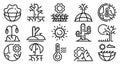 Drought icons set, outline style