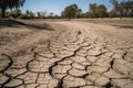 Drought, lack of water. Dry cracked riverbed with no water flowing Royalty Free Stock Photo