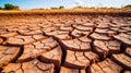 Drought land, dry soil ground in desert area with cracked mud in arid landscape. Shortage of water, climate change and global Royalty Free Stock Photo