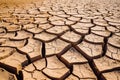 Drought land, dry soil ground in desert area with cracked mud in arid landscape. Shortage of water, climate change, global warming Royalty Free Stock Photo