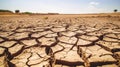 Drought land, dry soil ground in desert area with cracked mud in arid landscape. Shortage of water, climate change, global warming Royalty Free Stock Photo