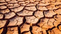 Drought land, dry soil ground in desert area with cracked mud in arid landscape. Shortage of water, climate change, global warming Royalty Free Stock Photo