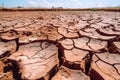 Drought land, dry soil ground in desert area, cracked mud in arid landscape. Shortage of water, water scarcity, climate change, Royalty Free Stock Photo