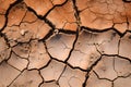 Drought land, dry soil ground in desert area, cracked mud in arid landscape. Shortage of water, water scarcity, climate change, Royalty Free Stock Photo