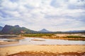 Drought in Mekong River. Drought season. Water shortage. Province Loei Thailand