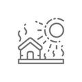 Drought, natural disaster, catastrophe line icon.