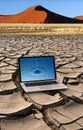 Drought - Pure Water - Laptop and Desert Royalty Free Stock Photo