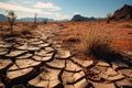 Drought scene, desert plants on cracked ground, resilient vegetation Royalty Free Stock Photo