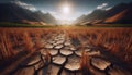 A drought stricken farmland, Ai generated image Royalty Free Stock Photo