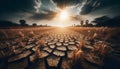 A drought stricken farmland, Ai generated image Royalty Free Stock Photo