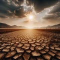 A drought stricken farmland, Ai generated image Royalty Free Stock Photo