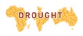 Drought in the world for concept print design. Yellow cracked vector background with text. Desert in Australia, India Royalty Free Stock Photo