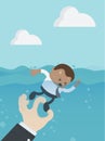 Drowning businessman. Abstract background, melts, drowns. Vector concept illustration