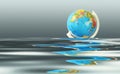 Drowning globe, climate change, inundation, global warming and flooding concept