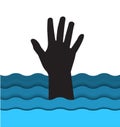 Drowning man hand sticking out of the water Royalty Free Stock Photo