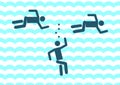 Drowning man icon. illustration sign symbol.