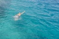 Drowning man in sea asking for help with raised arms. The man is drowning in the sea Royalty Free Stock Photo